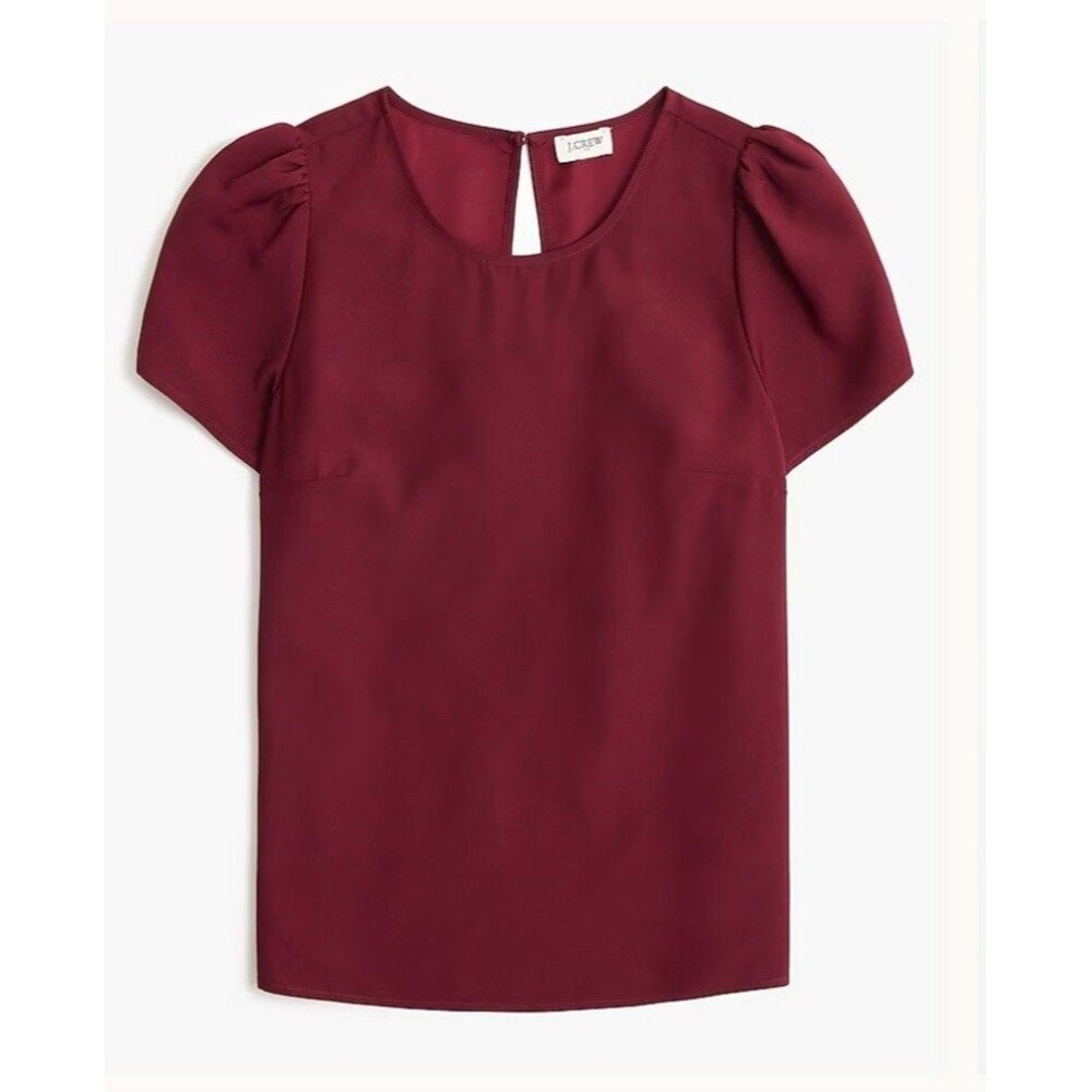 J.CREW Size XXS Short-Sleeve Crepe Top in Vintage Burgundy CD281 New With Flaw